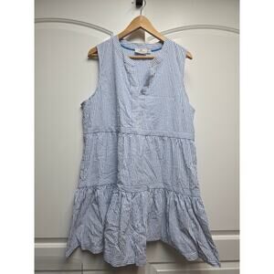 Vineyard Vines Women Blue & White Striped Seersucker Tilly Harbor Dress Size XL